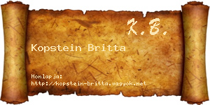 Kopstein Britta névjegykártya